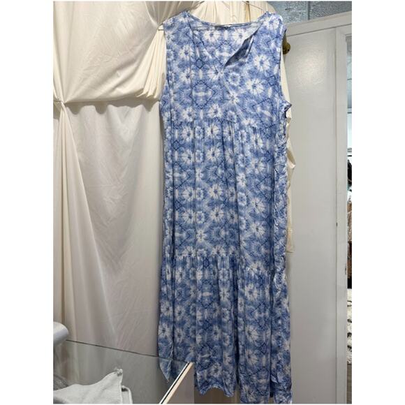 Beach Lunch Lounge Fressia Maxi Sleeveless Dress Womens Large Blue Kaleidoscope - Picture 2 of 6